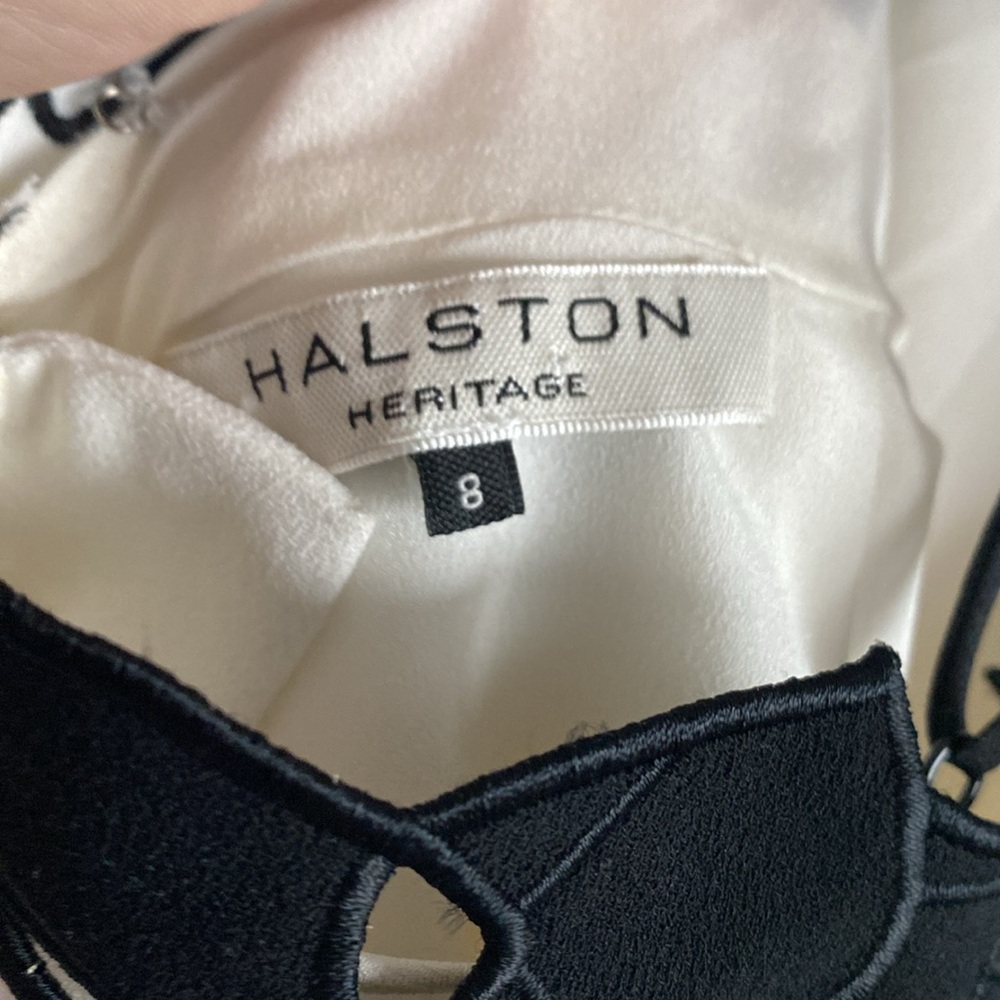 Halston Heritage White Embroidered Colorblock Mini Dress - Picture 10 of 10